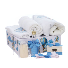 Trusou pentru botez, 8 piese, Model cu Ursuletul cu baloane, bleu, Recostore®, REC3077