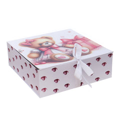 Trusou pentru botez de fete, 8 piese, Model cu Ursulet, roz, Recostore®, REC3078