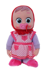 Bebelus interactiv cu suzeta si costum Scufita Rosie, plange, merge si canta, dimensiune 32 cm, REC2989