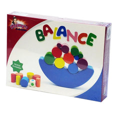 Joc educativ din lemn, balanta cu forme geometrice, dimensiune 34cm x 25cm x 6cm, REC2869