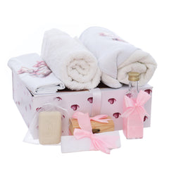 Trusou pentru botez de fete, 8 piese, Model cu Ursulet, roz, Recostore®, REC3078