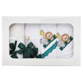 Trusou pentru botez de fete, Model Safari, verde inchis, 7 piese, Recostore®, REC2635