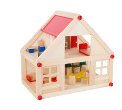 Casuta din lemn pentru papusi, mobilier inclus, REC2870