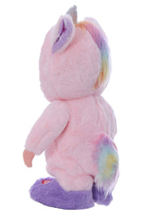 Bebelus interactiv cu suzeta si costum unicorn, plange, merge si canta, dimensiune 32 cm, REC2990