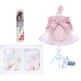 Set trusou complet pentru botez de fete, model Zana, 11 piese, Rochita cu funda, lumanare cu zana, trusou brodat si pantofiori, Recostore®, REC2495