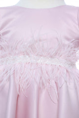 Set trusou complet pentru botez de fete, model Balerina, 11 piese, Rochita cu funda la spate, lumanare cu zana, trusou brodat si pantofiori, Recostore®, REC2497