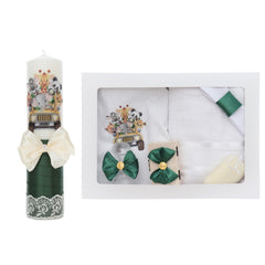 Set trusou botez cu animalute safari, lumanare si trusou, 8 piese, Recostore® REC5013/31