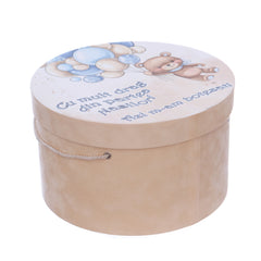 Cutie transport trusou ursulet cu baloane, crem, REC3317