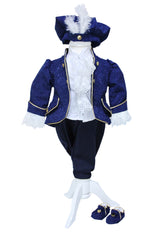 Set trusou complet pentru botez de baieti, Print, 13 piese, costum brocart, lumanare cu print, trusou brodat cu coroana, Recostore®, REC2490