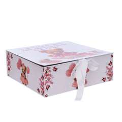 Trusou personalizat cu Ursulet, culoare roz pudrat, trusou, rochie, lumanare si accesorii, REC3206