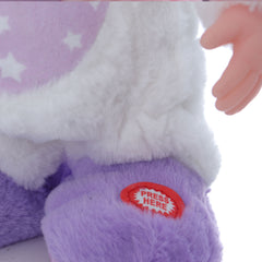 Bebelus interactiv cu suzeta si costum iepuras, plange, merge si canta, dimensiune 32 cm, REC2991