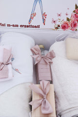 Trusou pentru botez de fete, 8 piese, Model cu Balerina, roz pudrat, Recostore®, REC3082