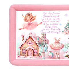 Trusou mot fete, aniversare 1 an, Balerina de Craciun, catifea roz, 7 piese, 34x25 cm, REC5011/30