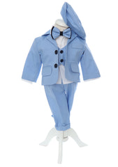 Set botez Stefan, complet echipat, costum, trusou si lumanare, model Ursulet, bleu, REC3151