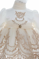 Rochita alb-crem cu benita si botosei pentru botez de fete, Recostore®, REC3037