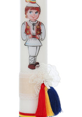 Set trusou si lumanare pentru botez, model taranus, 8 piese, traditional, Recostore®, REC2582