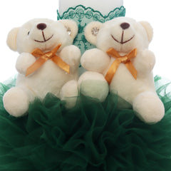 Lumanare botez verde cu ursuleti, 30x7 cm, REC5002/40