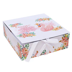 Trusou pentru botez de fete, 8 piese, Model tip Lebada, roz pudrat, Recostore®, REC3086