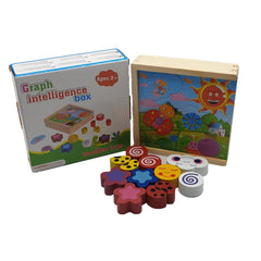 Joc educativ din lemn, forme colorate, dimensiune 16cm x 16cm x 4.5cm, REC2899