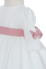 Set botez cu Ursulet, culoare Roz Pudra, Trusou, Rochie cu fundita si Lumanare, REC3246