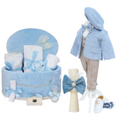 Set trusou elegant pentru botez baietel, model ingeras bleu, 16 piese, REC3446