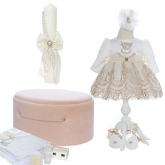 Trusou elegant cu detalii pretioase pentru botez fete, REC3394