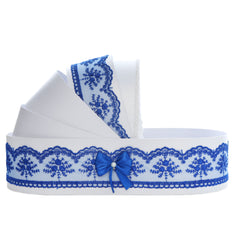 Trusou tip landou pentru botez de baieti, Model brodat cu Ursuletul aviator, albastru electric, 8 piese, REC5005/3