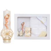 Set trusou botez cu balerina, lumanare si trusou, 8 piese, Recostore® REC5013/34