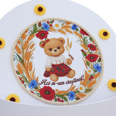 Cutie transport trusou cu ursulet tarancuta, alb, REC3365