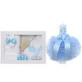 Set trusou botez cu ingeras, lumanare si trusou, bleu, 8 piese, REC5013/3