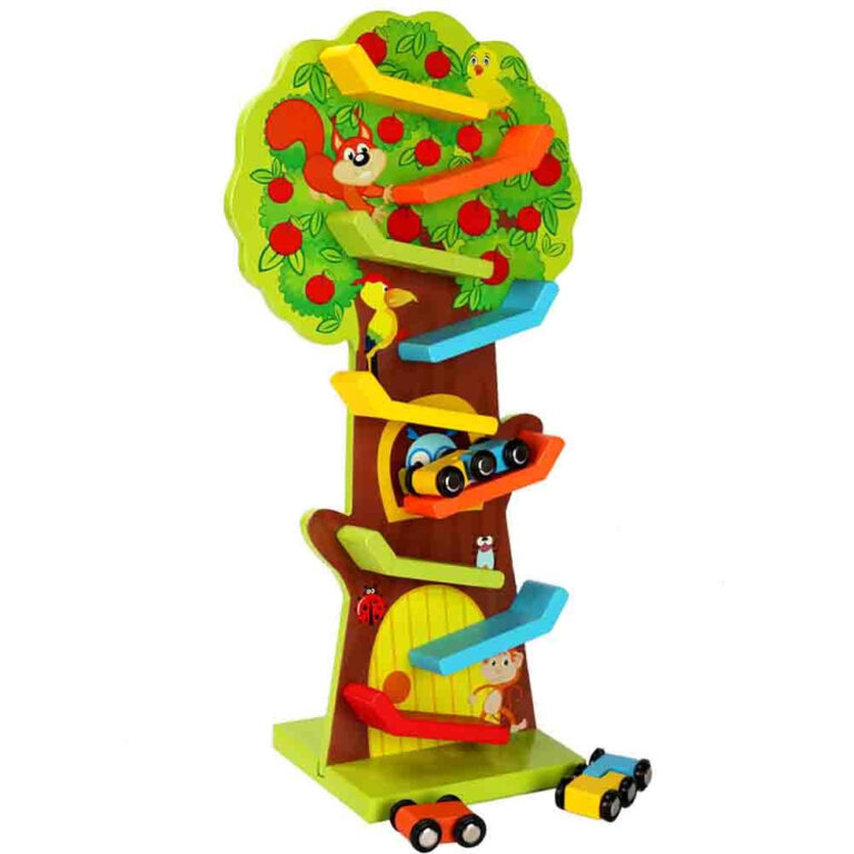 Joc educativ din lemn, copac pista cu masinute, dimensiune 38cm x 12cm x 10cm, REC2912