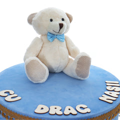 Cutie catifea transport trusou bleu cu Ursulet, REC3003