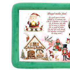 Tava mot fete/baieti, aniversare 1 an, Mos Craciun, catifea verde, 7 piese, 34x25 cm, REC5011/31