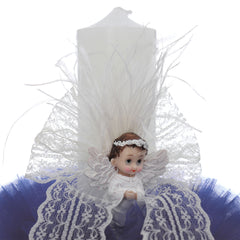 Lumanare botez, ingeras, 30x5.5 cm, bleumarin, Recostore®, REC5004/5