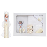 Set trusou botez cu ingeras, lumanare si trusou, 8 piese, Recostore® REC5013/35