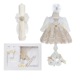 Trusou elegant cu ingeras pentru botez fete, 11 piese, REC3395