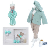 Set trusou elegant pentru botez baietel, model ursulet, 14 piese, REC3447