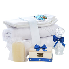 Trusou personalizat cu Ursulet, culoare Albastru Electric, Costum, Trusou si Lumanare, REC3233