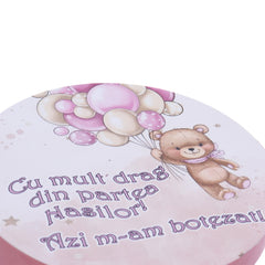 Cutie transport trusou ursulet cu baloane, roz, REC3318