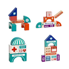 Joc educativ, orasel din lemn, dimensiune 33cm x 25 cm x 6.5 cm, REC2917