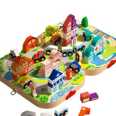 Joc educativ, orasel din lemn, dimensiune 33cm x 25 cm x 6.5 cm, REC2917