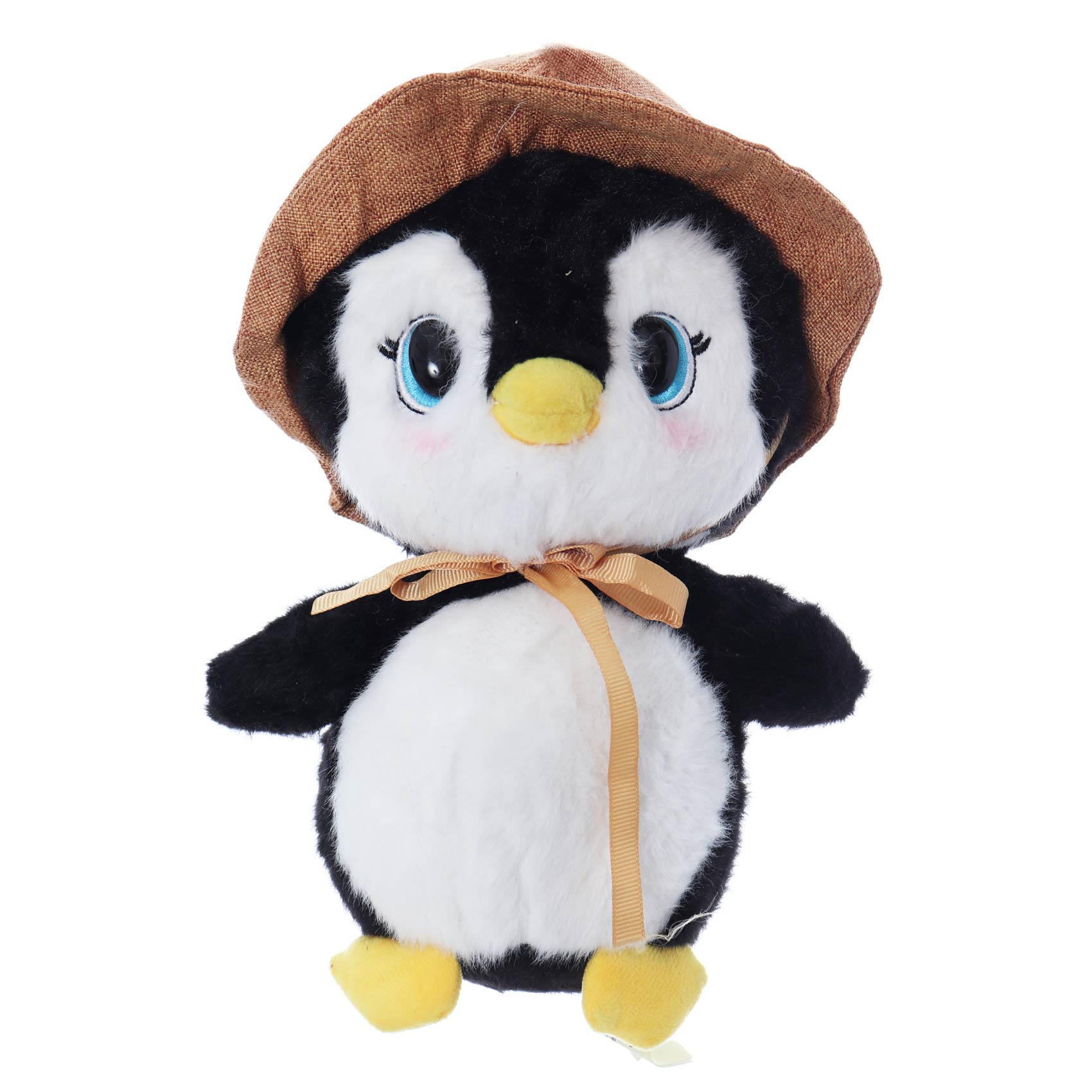 Jucarie de plus pinguin cu palarie, dimensiune 20 cm, REC3026