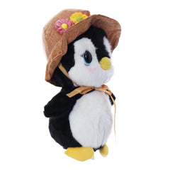 Jucarie de plus pinguin cu palarie, dimensiune 20 cm, REC3026