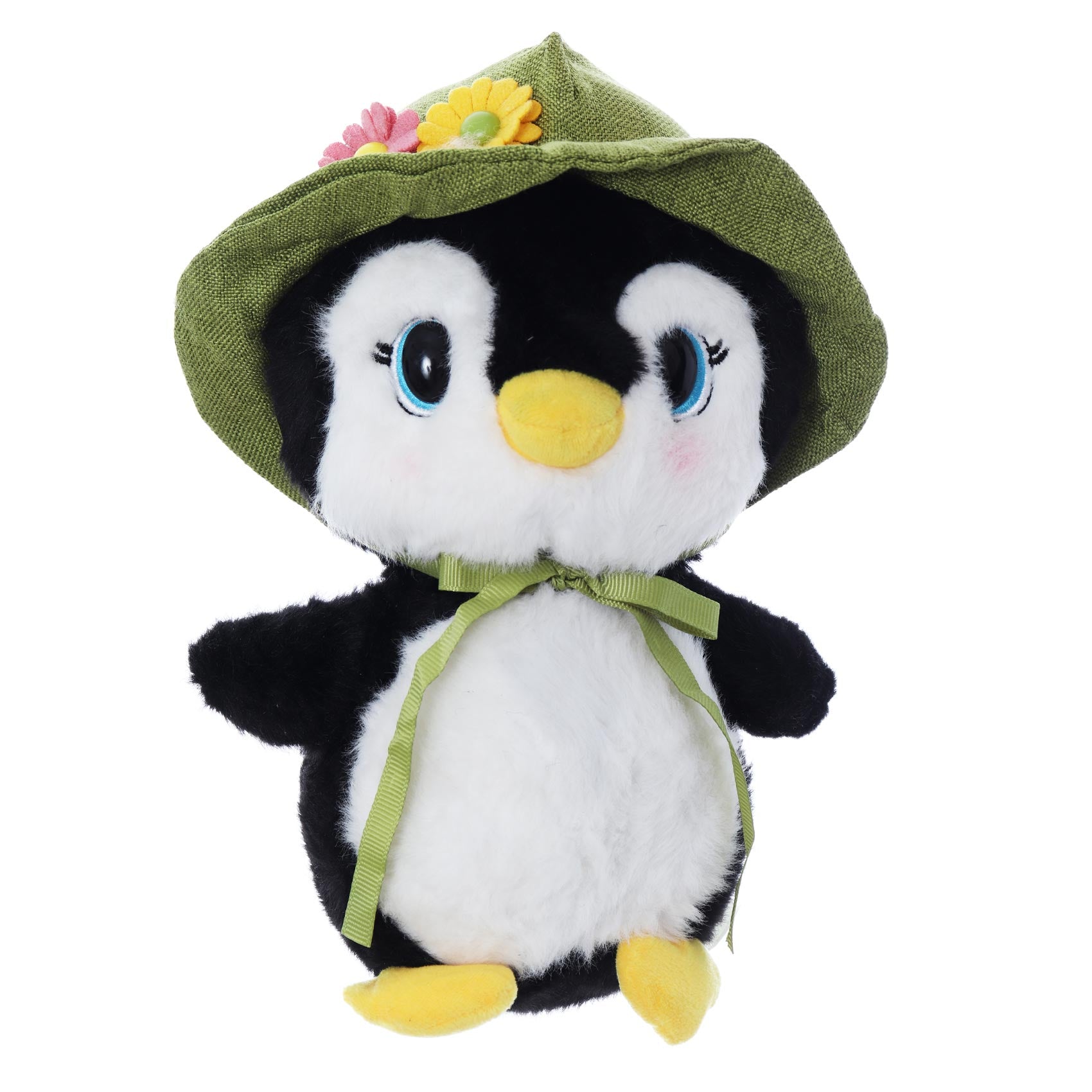 Jucarie de plus pinguin cu palarie, dimensiune 20 cm, REC3027