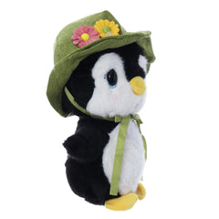 Jucarie de plus pinguin cu palarie, dimensiune 20 cm, REC3027