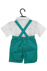 Trusou complet pentru botez de baieti, costum cu maneca scurta, pantofiori, lumanare si trusou, verde, 14 piese, Recostore®, REC2718