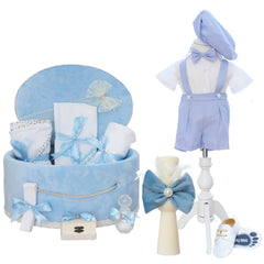 Set trusou de vara pentru botez baietel, model ingeras bleu, 15 piese, REC3482