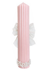 Lumanare eleganta cu fundita pentru botez fata, 35x6 cm, REC5001/49