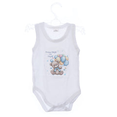 Set prima baita dupa botez cu nasii, body, prosop si saculet cu mirodenii, Model Ursulet cu baloane, REC3094