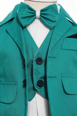 Trusou complet pentru botez de baieti, trusou simplu, lumanare cu "Radacini si aripi de la parinti", costum si pantofiori, verde-verde menta, 15 piese, Recostore®, REC2672